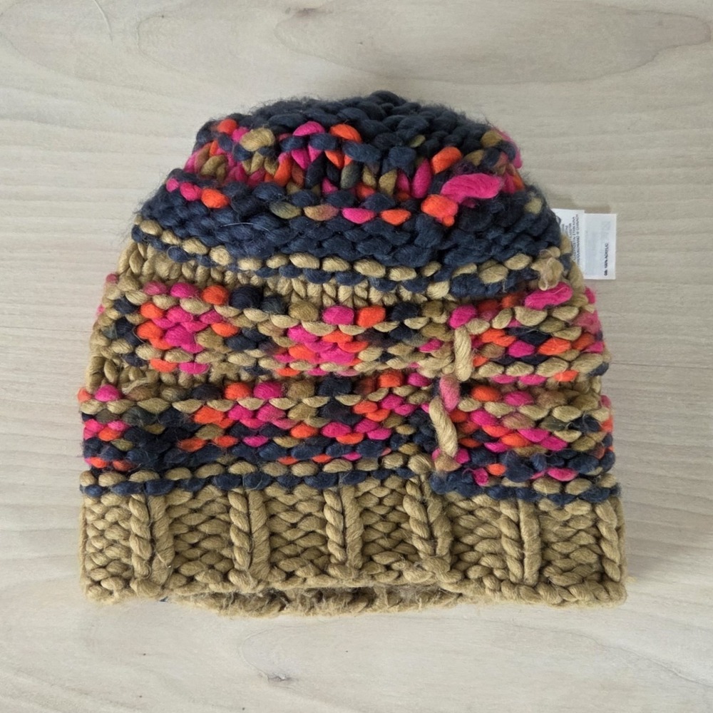 The North Face Nanny Knit Beanie Pom Pom Winter Hat Chunky Multi Color OS - Picture 4 of 8